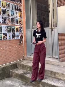 SKINOFSKIN | Quần Tây Phong Cách Retro Mỹ Cao Cấp Đùi Rộng