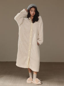 me home wear | Thickened Velvet Flannel Womens Winter Pajamas Long Robe