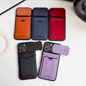 Phone Case w/ Slide Camera Cover Card Holder For Motorola Edge 70 Ultra 60 Pro 50 Fusion Signature Moto X70 Air G86 Power G85