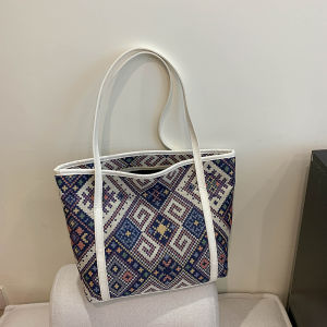 กระเป๋าผ้าใบทรงเทรนด์เกาหลีขนาดใหญ่สำหรับผู้หญิง กระเป๋าสะพายไหล่แบบหนัง PU สำหรับใส่ของใช้ในชีวิตประจำวัน กระเป๋าถือแบบลำลอง