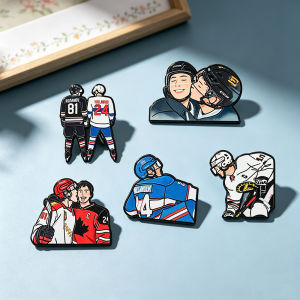 Miniso | 5Pcs Heated Rivalry Hockey Star Enamel Pins Set Player Brooches for Backpacks Hats Clothes Lapel Badges
