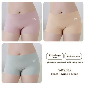 miiow | Ice Silk Safety Pants High Waist Short Shorts Womens Summer New Thin Bottoming Tights Anti-Light Non-Rolling Ladies Underwear