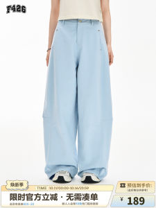 F426 Store Casual Summer New Simple Divide Long Pants Straight Leg Zipper mid Waist Youth Fashionable Solid Color Leisure Trousers