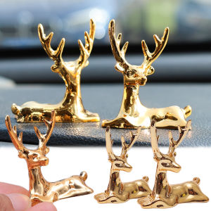 2pcs Mini Deer Car Decoration Gold Deer Statue Reindeer Figurine Elk Sculpture Living Room Decoration Tabletop Ornaments