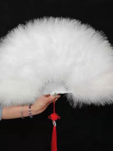 Thickened Feather Fan Dance Stage Performance Cheongsam Show Square Dance Ancient Style Popular White Feather Fan Home Decor