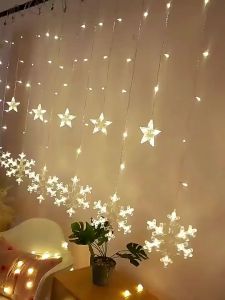 LED Star-moon curtain lights Star lights Outdoor garden holiday decorations Christmas bells Christmas tree lights