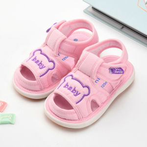ผ้าฝ้ายระบายอากาศการ์ตูนแอนิเมชั่นรองเท้าเด็กวัยหัดเดินสําหรับเด็กหญิงและเด็กชายยางกันลื่นแต่เพียงผู้เดียว Velcro ปิดฤดูร้อนขนาด 0-3 ปี