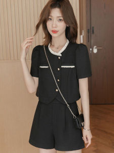 Slimming Tea Tone Short Pants Set Womens Summer 2024 Fashion Ensemble Cover up Cute Floral Print Two Piece Set Online Exclusive