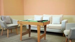 27/36/47 inches Mini Billiard Table Set For Kids With Sticker Design On The Side Tall Feet Pool Table Set With Taco Ball