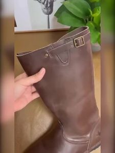 THEMULE | Retro Brown Leather Womens Boots Flat Wide Fit
