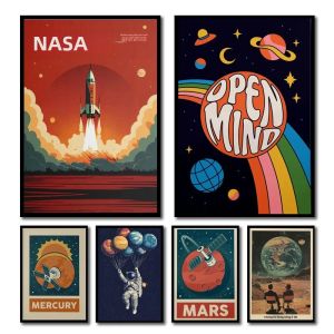 Tranh In Vải Về Hệ Mặt Trời Cổ Điển Hành Tinh Vũ Trụ Phi Hành Gia - Phong Cách Hiện Đại Áp Phích Thiên Văn Học Trang Trí Tường Hình Mặt Trăng Tranh In Được Dùng Cho Nhà Ở Văn Phòng