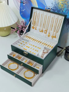 High-End Gold Jewelry Storage Box with Lock Large Capacity Earring Necklace Precise Hand Jewelry Box Luxury Organizer