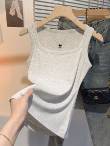 เสื้อกั๊กสปอร์ตแขนกุดคอเหลี่ยมสำหรับผู้หญิง เสื้อชั้นในแบบสวมใส่ด้านนอก เสื้อชั้นในทรงเข้ารูป ปกปิดหน้าอกเสื้อชั้นในสุดเท่