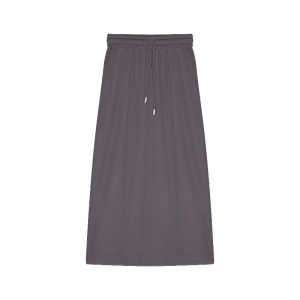 White Elastic Waist Drawstring Sporty Casual Split Midi Skirt Womens New Autumn Style Versatile Straight Leg Skirt