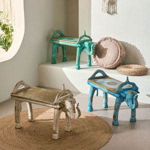 Indian Handmade Elephant Stool Creative Living Room Internet Celebrity Stool Solid Wood Childrens Shoe Changing Stool Camellia Stool Tea Table