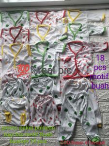 paket pakaian bayi bis motif Buah buahan