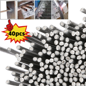 40pcs Aluminum Welding Rods 1.6/2.0mm Low Temperature Easy Melt Aluminum Welding Wire Flux Core Suitable for Soldering