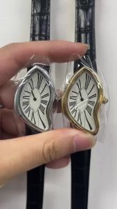 New Medieval Alien Watches Melt and Twist Y2K Alien Ladies and Men Leather Strap Fashion Advanced Ins niche Design Quartz Watch
