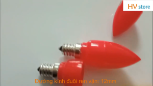 Vỉ 2 bóng đèn Led trang trí màu đỏ 1W đuôi E12 bóng đèn trái ớt siêu tiết kiệm điện bóng đỏ trái ớt gắn bàn ông địa thần tài bóng đèn thờ màu đỏ