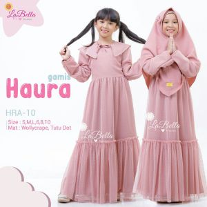 Gamis Set Haura by Labella (Dusty pink White)
