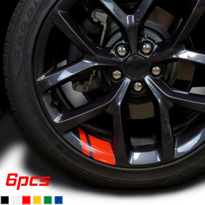 2/4/6 Pcs Reflective Car Wheel Sticker Car Tire Decoration Sticker Racing Wheel Hub Decals for 18 Inch-21 Inch Car Vehicle Rim Sticker