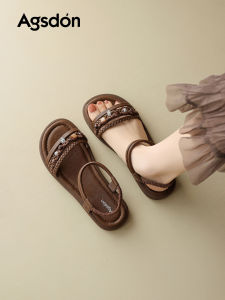 Agsdon | Retro Woven Casual Sandals for Women Summer One-strap