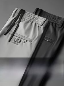 ROMON | Romon Ice Silk Mens Summer Thin Loose Straight Business Suit Pants Quick Dry Sport Casual Long Trousers Fashionable Youth Style