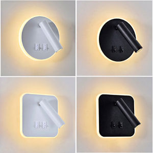 3W 8W 350 Degree Rotating Backlight Wall Light Adjustable Bedroom Hotel Wall Lamp Study Bed Reading Lamp Lamps with Switch