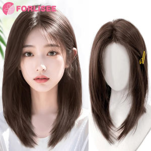 Mái Tóc Giả Tổng Hợp Nhiều Lớp Dài 16 Inch Dành Cho Nữ Chịu Nhiệt Kiểu Bob Có Phần Lưới Phía Trước Màu Nâu Đen Phong Cách Lolita Dùng Cho Cosplay Và Sử Dụng Hàng Ngày