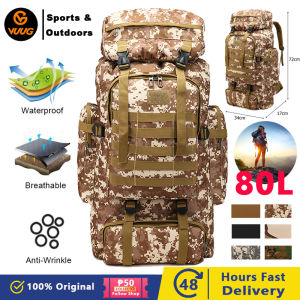 VUUG Mens 80L Large Waterproof Climbing Hiking Backpack Camping Mountaineering Backpack Sport Outdoor Rucksack Bag