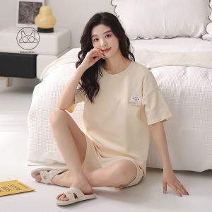 MiiOW | ชุดนอนผู้หญิงผ้าฝ้ายแท้แขนสั้นฤดูร้อน ชุดนอนแบบลำลอง ชุดนอนผู้หญิง ชุดนอนผ้าฝ้ายแท้ ชุดนอนฤดูร้อน ชุดนอนผู้หญิง
