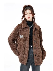 เสื้อแจ็คเก็ตขนแกะปลอม ขนกระต่าย หนา อบอุ่น ฤดูใบไม้ร่วง/ฤดูหนาว เสื้อคลุมกันหนาวผู้หญิง ปกติ เสื้อคลุมแบบสวมหัว