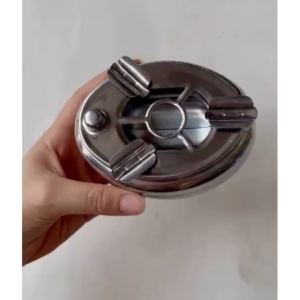 Gạt Tàn Inox Bấm 2 Ngăn Chống Bay Loại Lớn