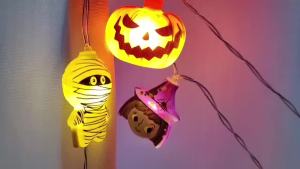 Halloween Pumpkin Ghost String Lights LED Fairy Garland Bat Skull Lights For Indoor Party Home Window Holiday Decor