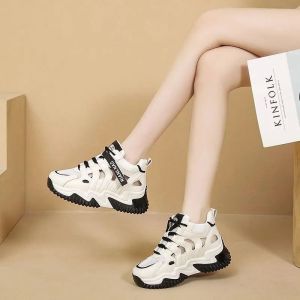 Womens Height Increasing Sports Hollow Breathable College Versatile Leather Sandals