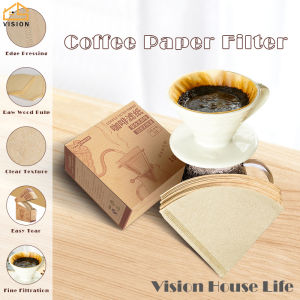 Vision กระดาษที่กรองกาแฟแบบไม่ฟอกขาว 1-4ถ้วยกระดาษยกเทแบบใช้และทิ้งกรองหยดน้ำ กรองอากาศและพัดจีนอากาศทรงกลมกรองยกเทกรอง สีเขียว S-V60