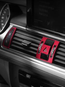 ALCANTARA | Ốp Trang Trí Cửa Gió Điều Hòa Trung Tâm Alcantara Cho Xe Audi A6 C7 A7 4G8 2012-2018 Phụ Kiện Độ Nội Thất Xe Hơi Màu Xanh Dương/đen/đỏ/cam/xám