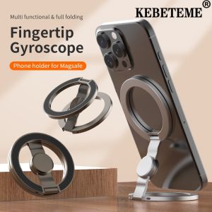 KEBETEME Magnetic Phone Ring Stand Fidget Spinner Foldable Metal Magsafe Holder for iPhone Samsung