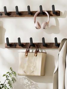 European Style Walnut Maple Wood Wall Mounted Coat Hooks Storage Rack Solid Wood Entrance Hall Hanging Clothes Rack