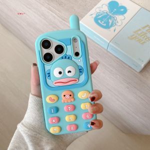 Cute Cartoon 3D Sanrio Ugly Fish Han Dun Big Brother Apple iPhone 17 pro Max New Model 15 Phone Case 14 pro Anti-Fall 16 pro Full Cover Silicone Soft 13 pro Protective Case