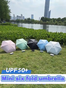 Mini Pocket Umbrella Six-Folds Small Umbrella Folding UV Protection Capsule Box Portable Macaron Umbrella