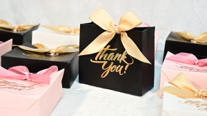 10pcs/set | Small Thank You Gift Bags with Ribbon Mini Kraft Paper Party Bags Favor Bags