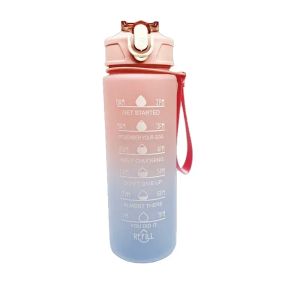 Bình Nước Thể Thao 900ml Màu Cầu Vồng Mờ Đổi Màu Dần Chịu Nhiệt Cao Có Ống Hút Dành Cho Người Lớn Chất Liệu Nhựa