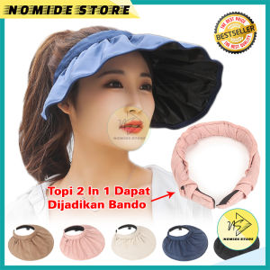 TOPI PANTAI WANITA VISOR LEBAR SUMMER OUTDOOR LIPAT ANTI UV MATAHARI FASHION KOREA IMPORT ZV nomide