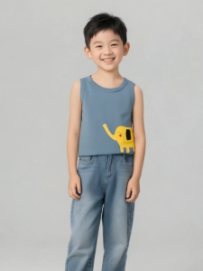 [Fast Shipping] Cotton Vest for Kids 2-9 Yrs Old Cute Animal Print Sleeveless Shirt for Kids Boy Girl