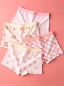 Miiow | Pure Cotton Childrens Underwear Girls Anti-Bacterial Four-Corner Shorts Comfortable All-Day Wear Soft Elastic Fabric