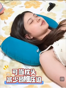 OHHDEER Bantal Angin Tekan Mudah Alih Untuk Travel Kereta Kapal Terbang | Press Inflate Travel Pillow