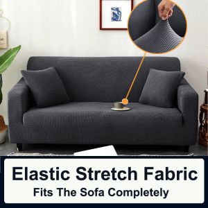 1/2/3/4 Seater Couch Cover Knitted Thick Sofa Cover Elastic Regular L Shape Stretchable Protector Waterproof