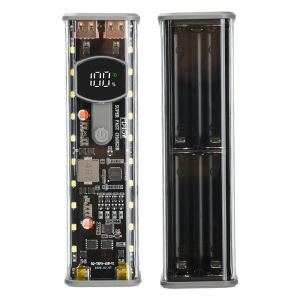 Solderless 8-cell 18650 battery case PD 45W Super Fast Charging Transparent Power Bank Shell With Outdoor Light