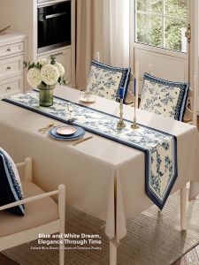 FANJUTAIDU | Atmospheric High-End New Chinese Style Blue and White Table Runner